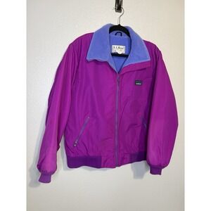 Vintage LL Bean Jacket Women Medium Warm Up Coat Fleece Lined Ski Outdoor Retro